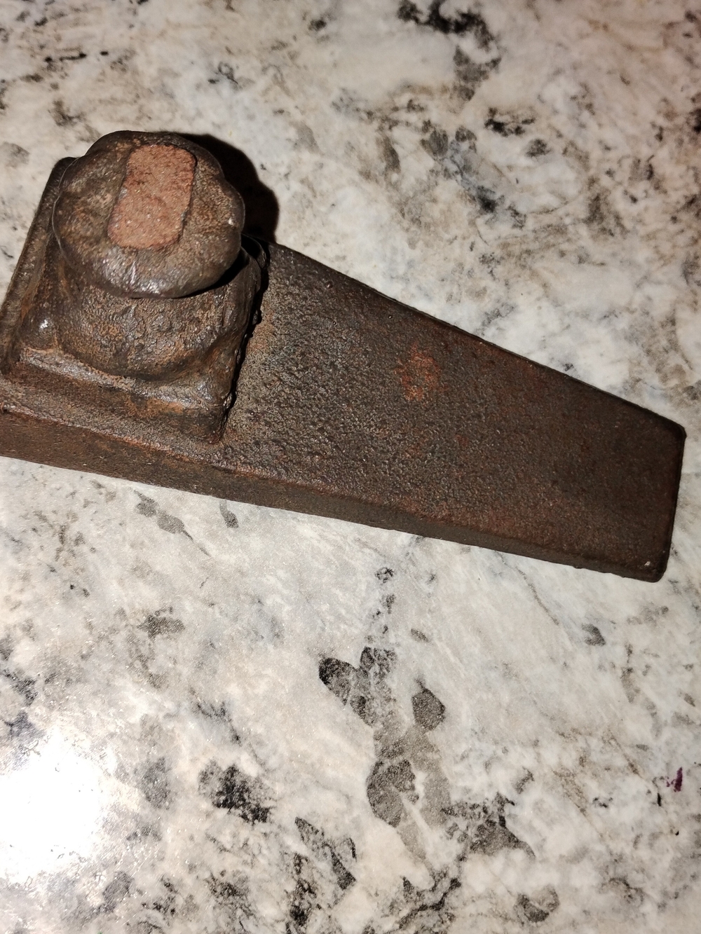 Vintage Heavy Cast Iron Wedge / Hammer Head - Rust Patina